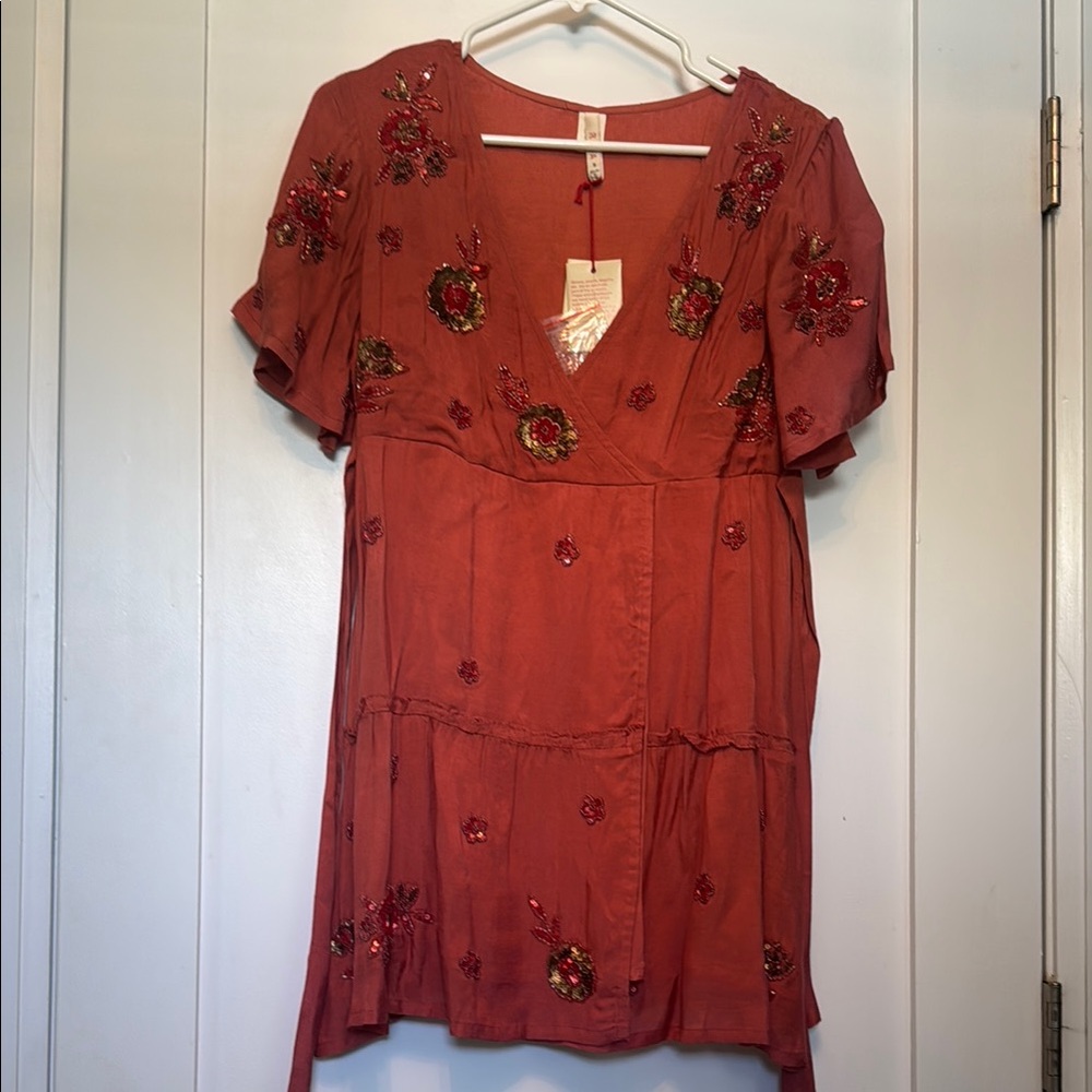 RAGA Red Flutter Sleeve V-Neck Sundress